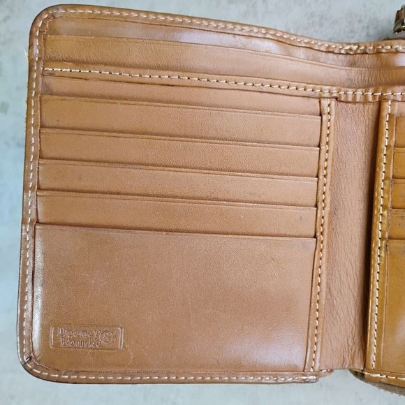 Vintage Dooney & Bourke Canvas Wallet Monogram Designer Fold Coin Purse Leather - Picture 7 of 12